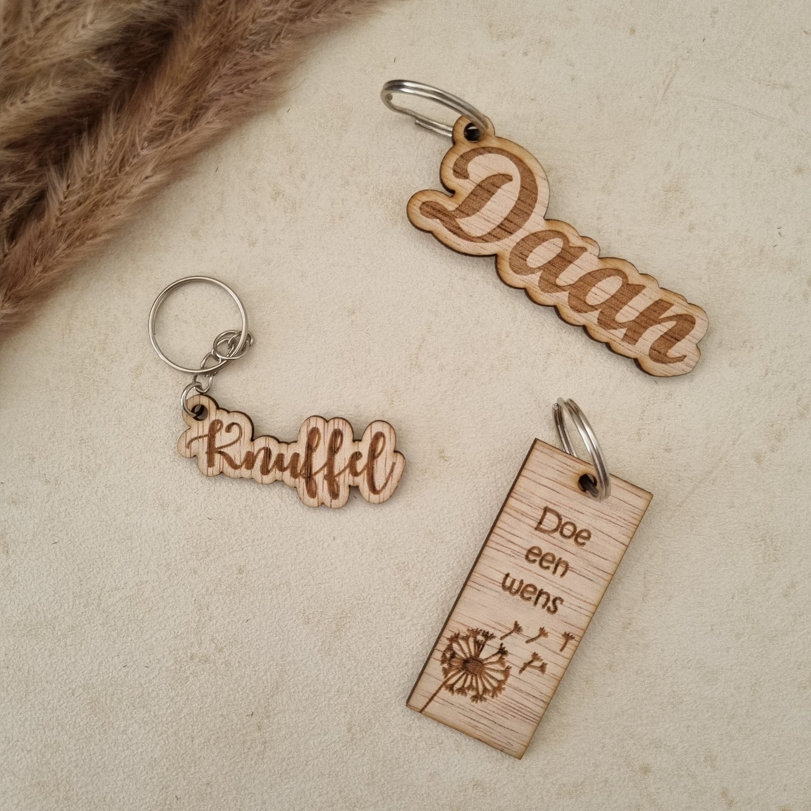 Houten sleutelhangers