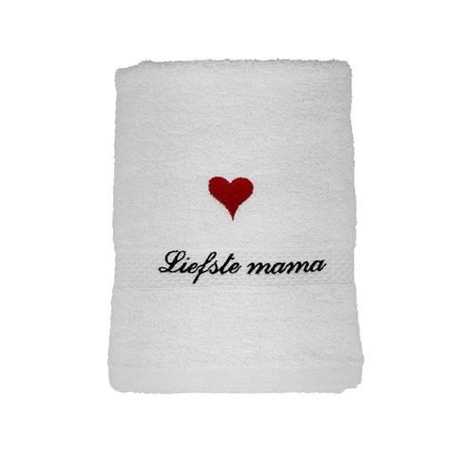 Handdoek met tekst borduring - Liefste mama