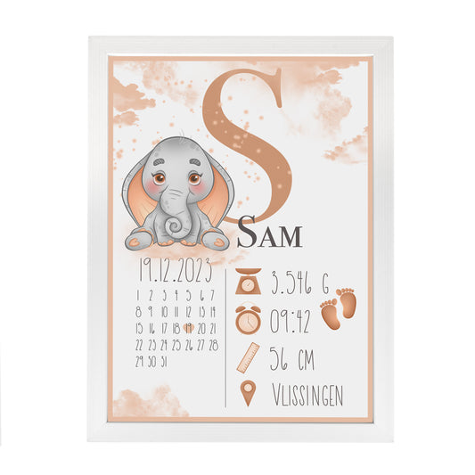 Geboorteposter - Olifant
