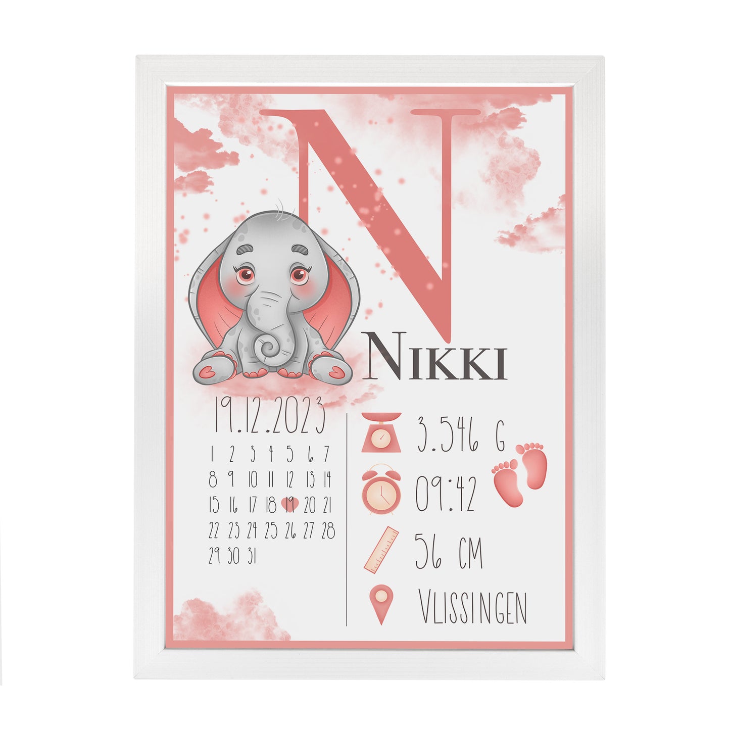 Geboorteposter - Olifant