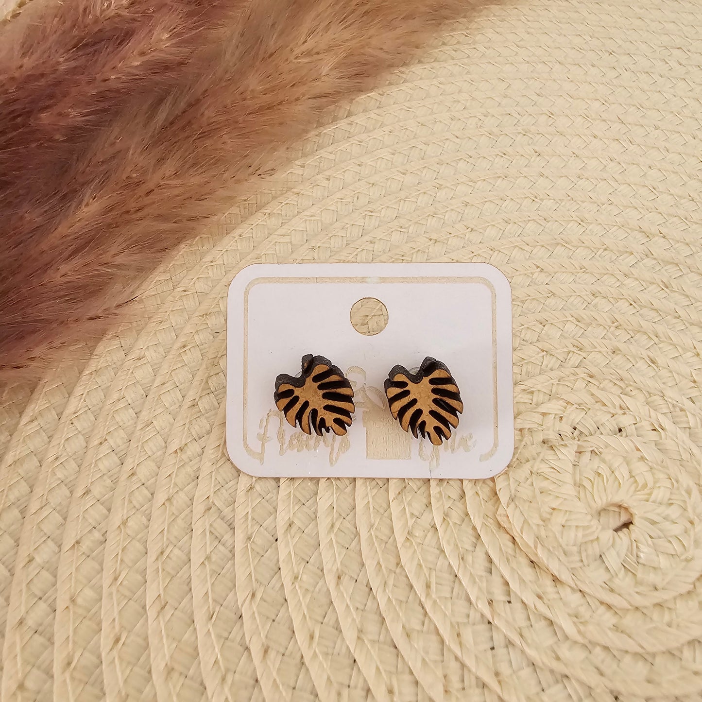 Oorbellen knopjes - monstera