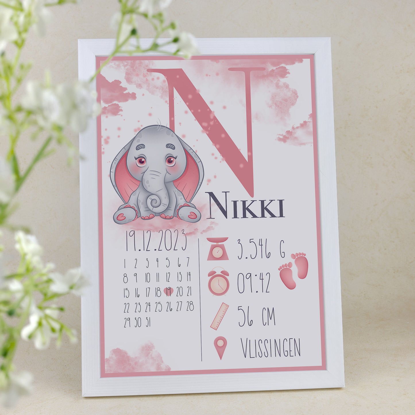 Geboorteposter - Olifant
