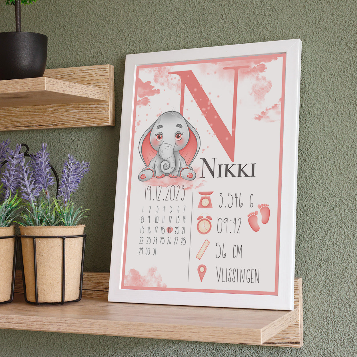 Geboorteposter - Olifant