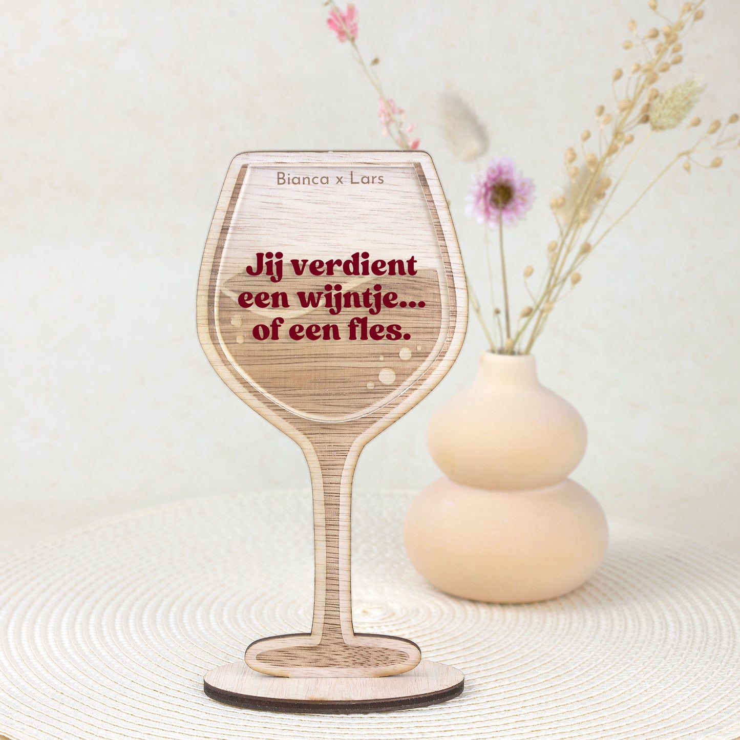 Houten wijnglas