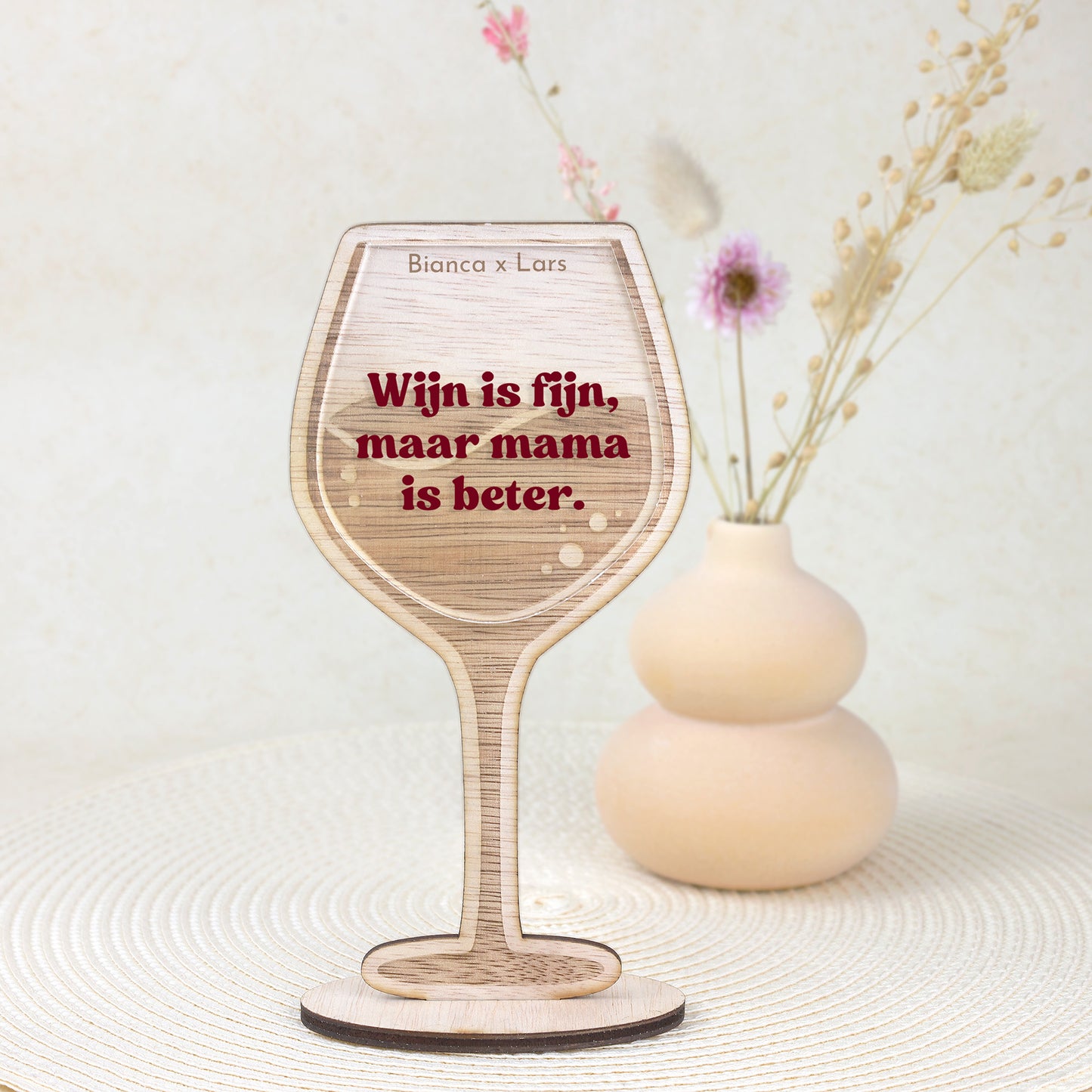 Houten wijnglas