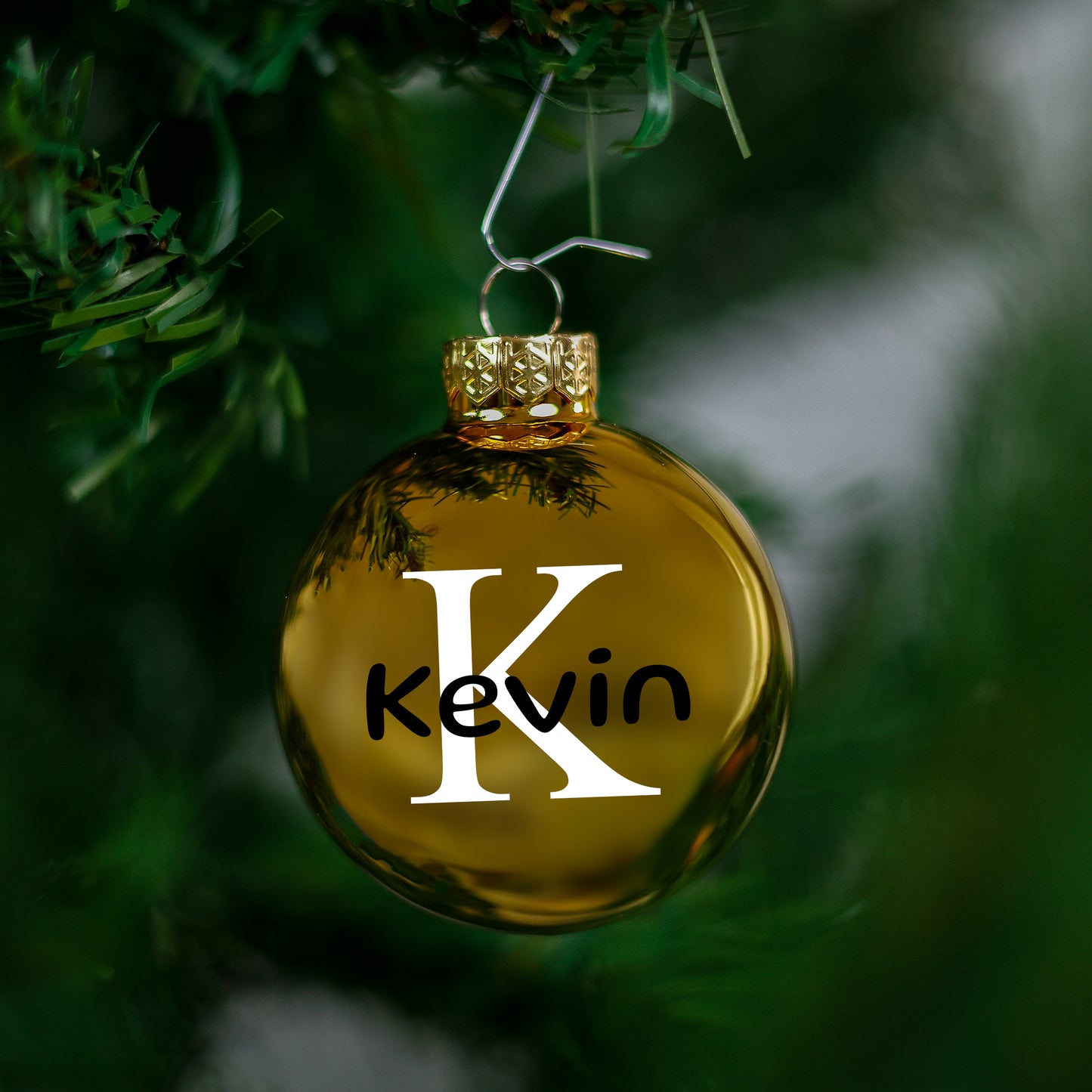 Kerstbal Goud Glans - Naam + Hoofdletter