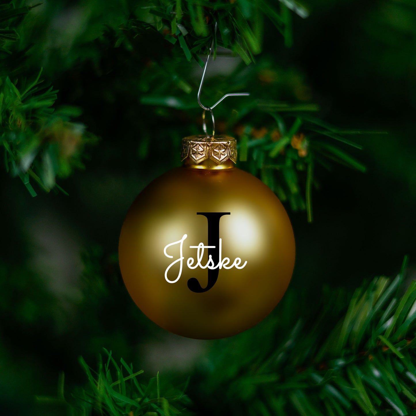 Kerstbal Goud Mat - Naam + hoofdletter