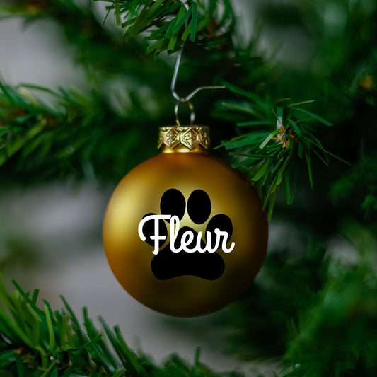 Kerstbal Goud Mat - Naam + Pootje