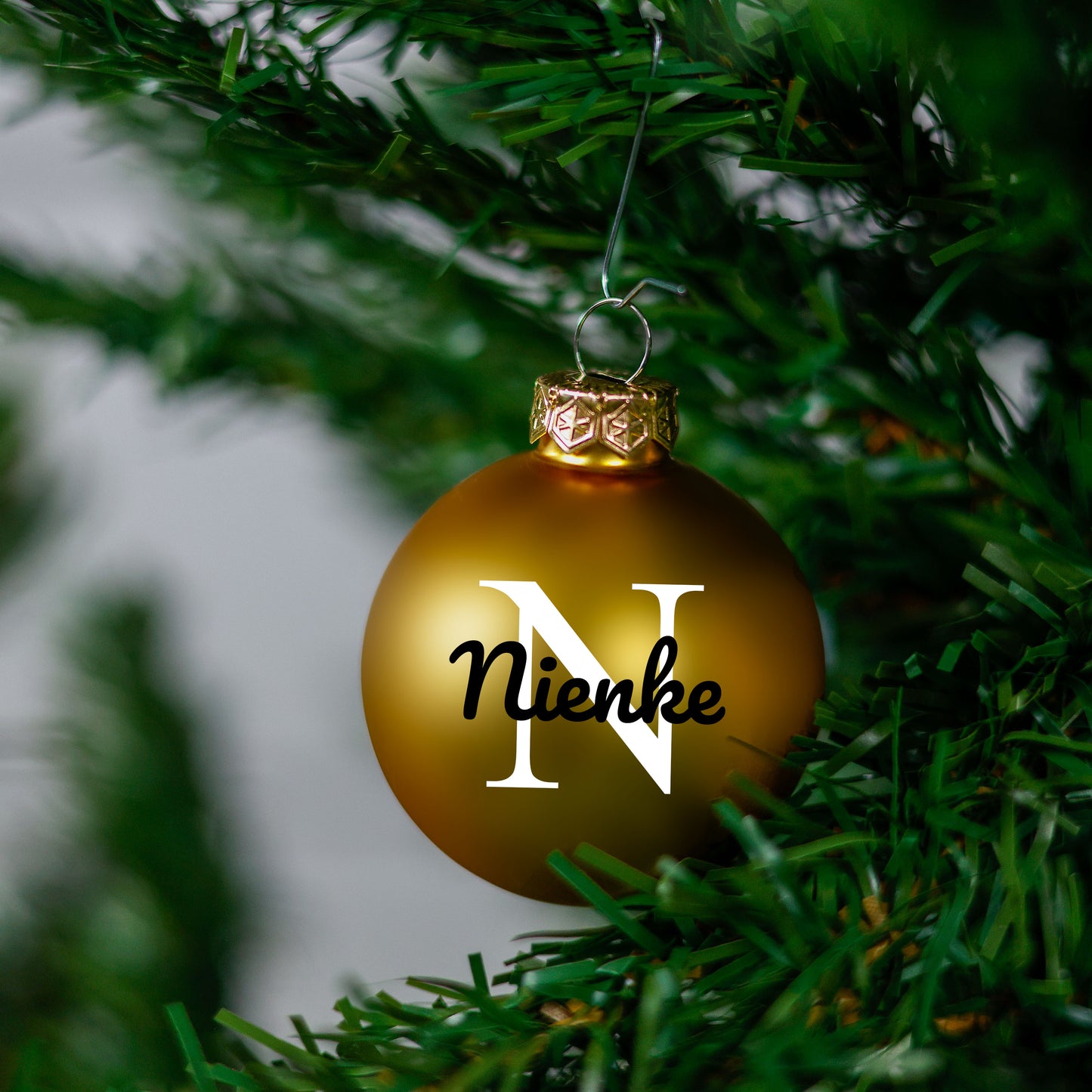 Kerstbal Goud Mat - Naam + hoofdletter