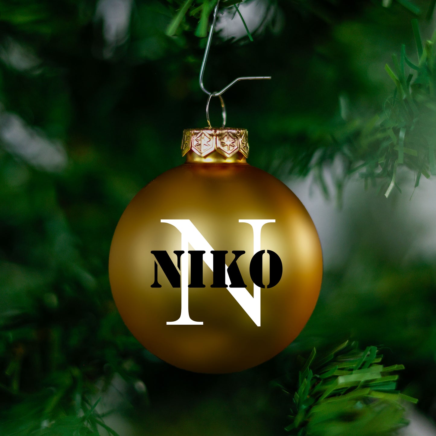 Kerstbal Goud Mat - Naam + hoofdletter