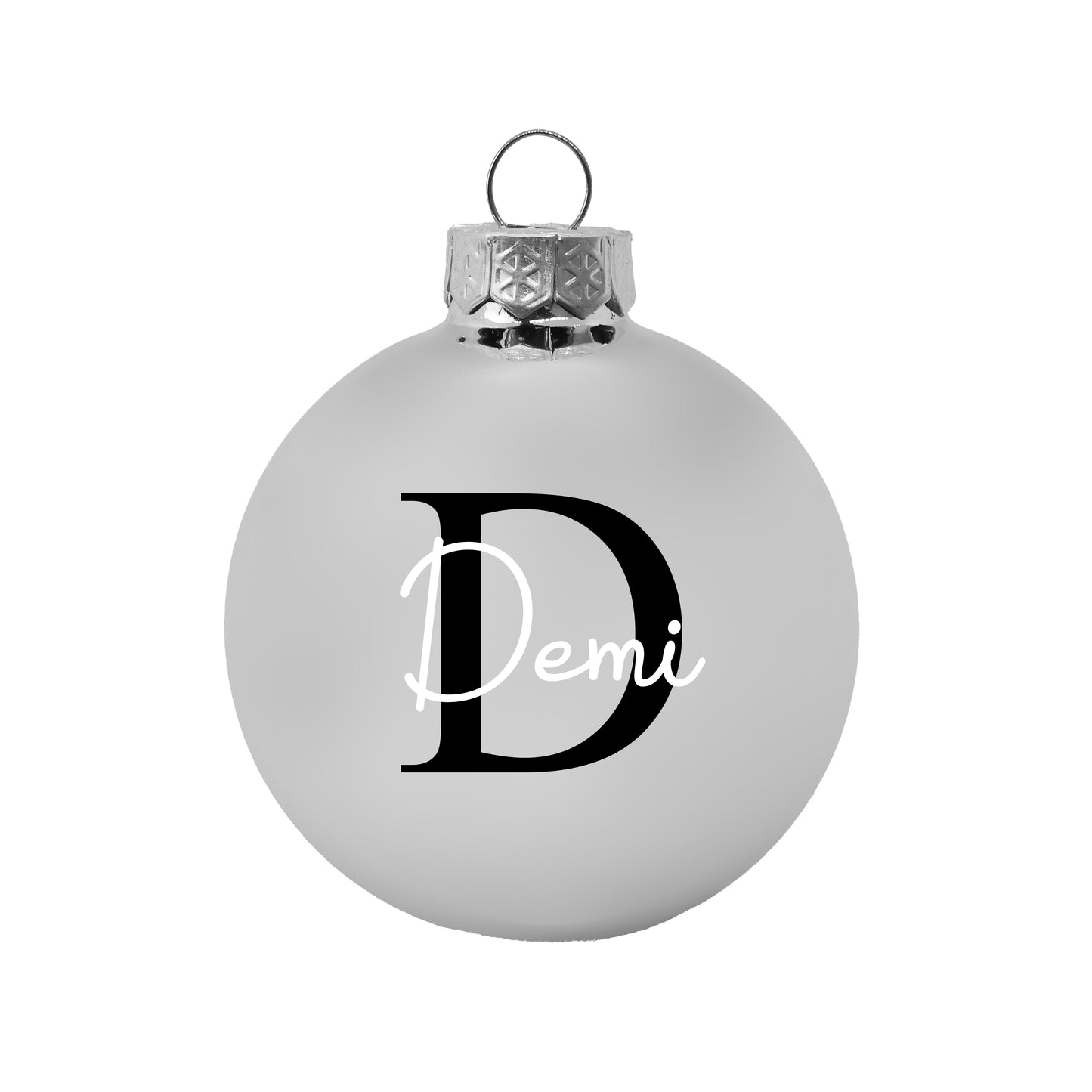 Kerstbal Zilver Mat - Naam + hoofdletter