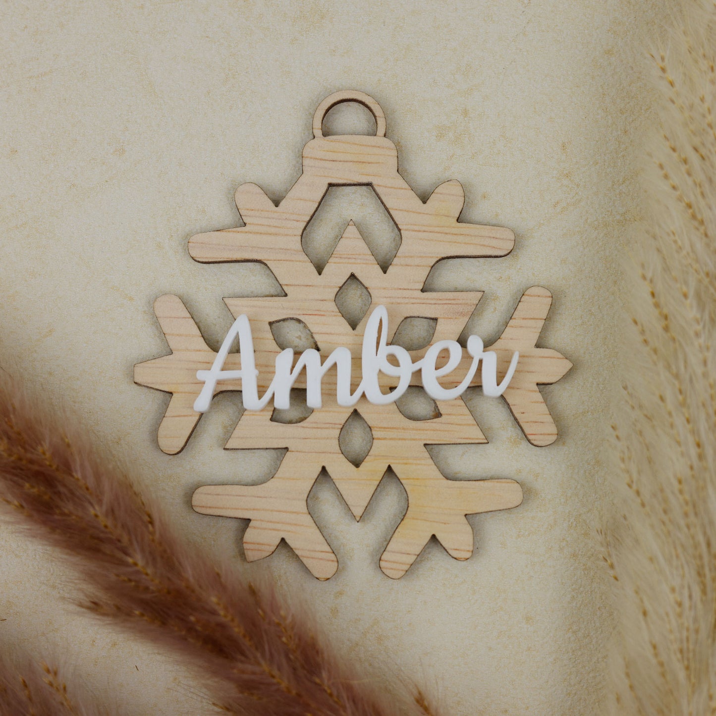 Houten Kerstbal - Sneeuwvlok