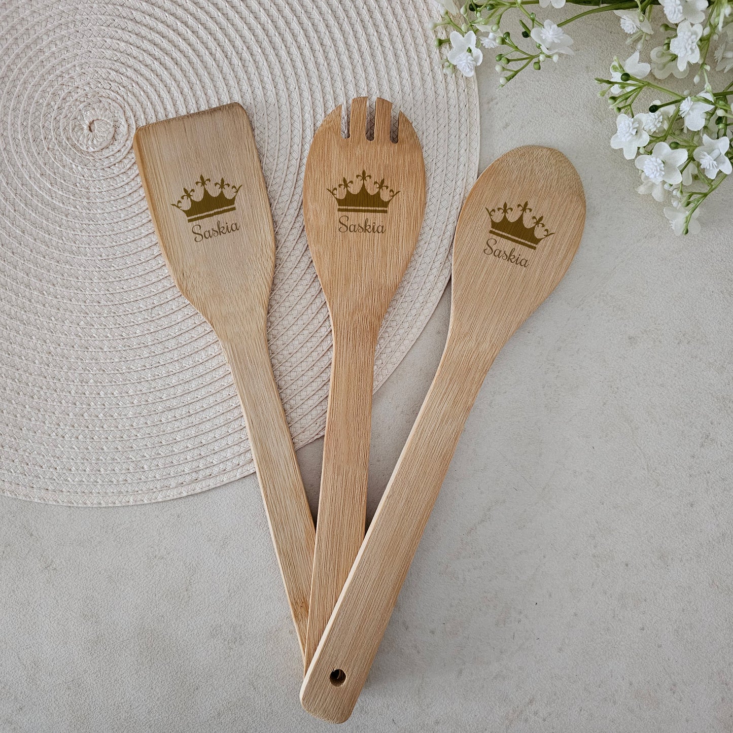 Pollepel/Spatel 3x set - Kroon