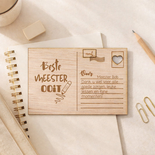 Houten kaart - Beste Meester Ooit