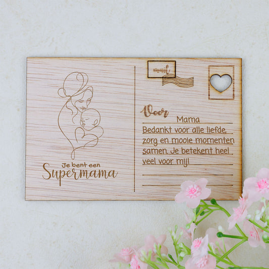 Houten kaart - Jij bent een supermama