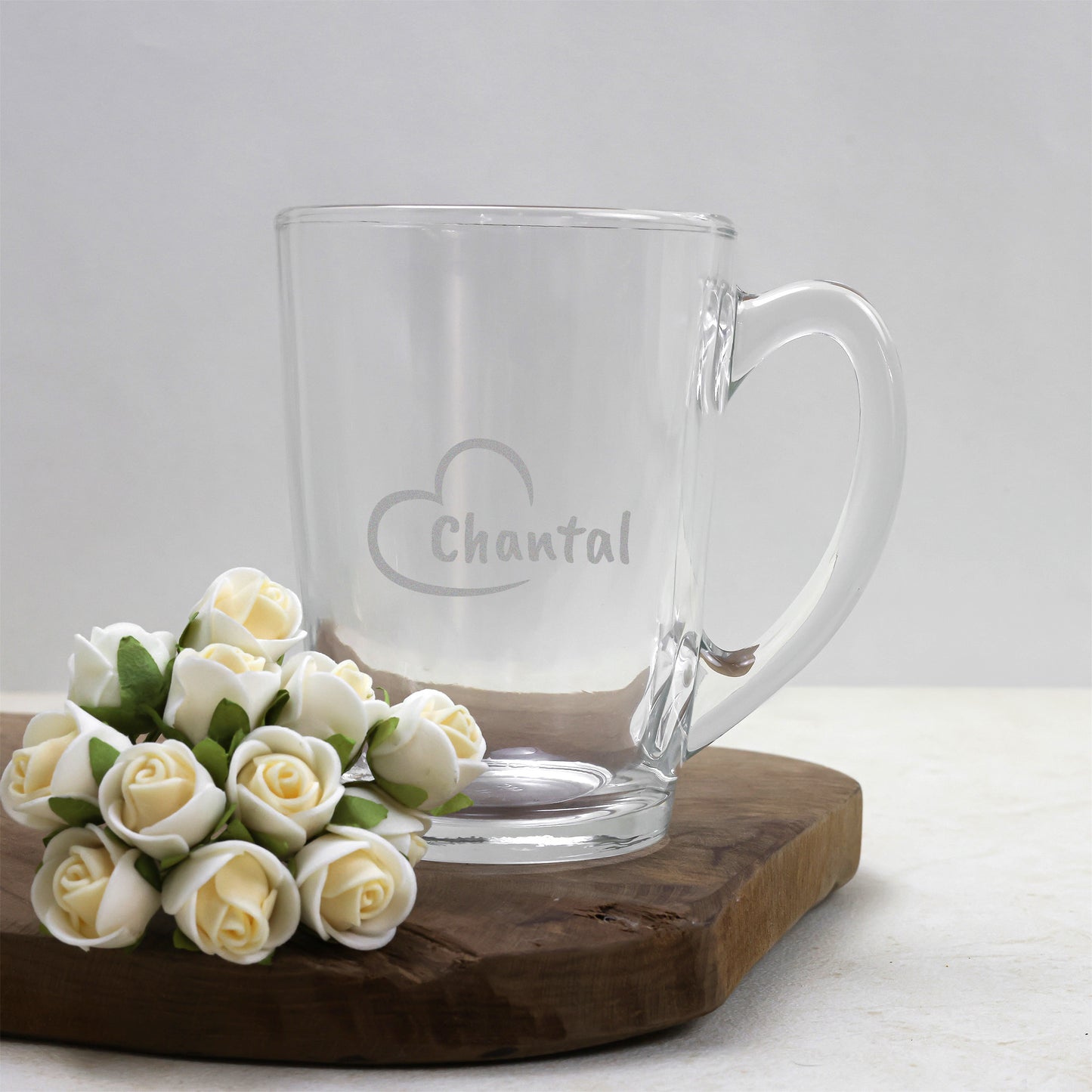 Theeglas - Naam in hartje