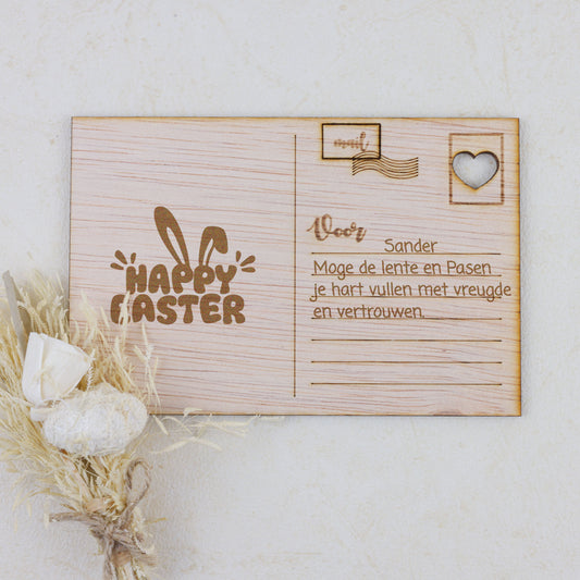 Houten kaart - Happy Easter