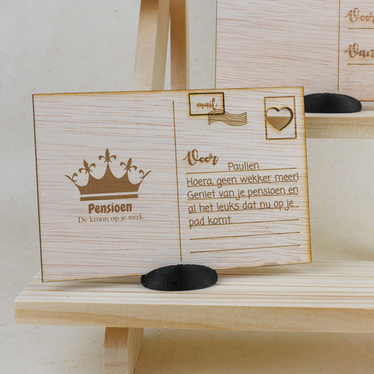 Houten kaart - De kroon op je werk