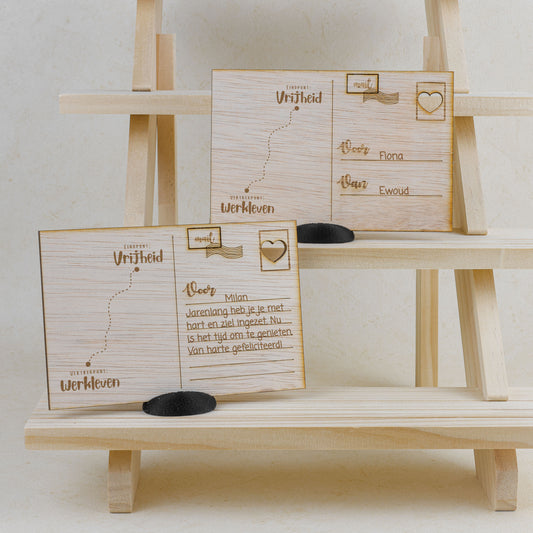 Houten kaart - Vertrekpunt - Eindpunt