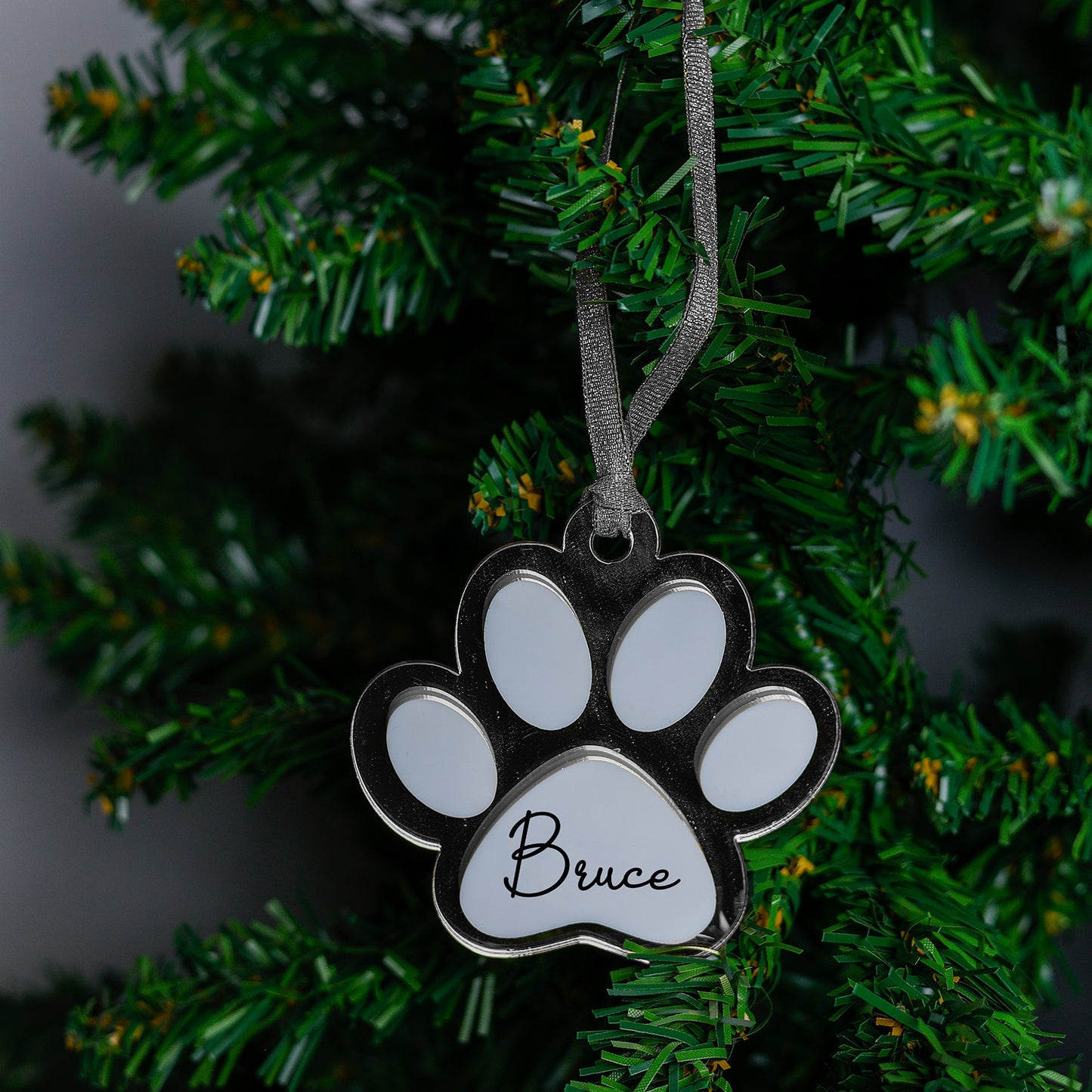 Acryl Kerstbal Zilver - Pootje