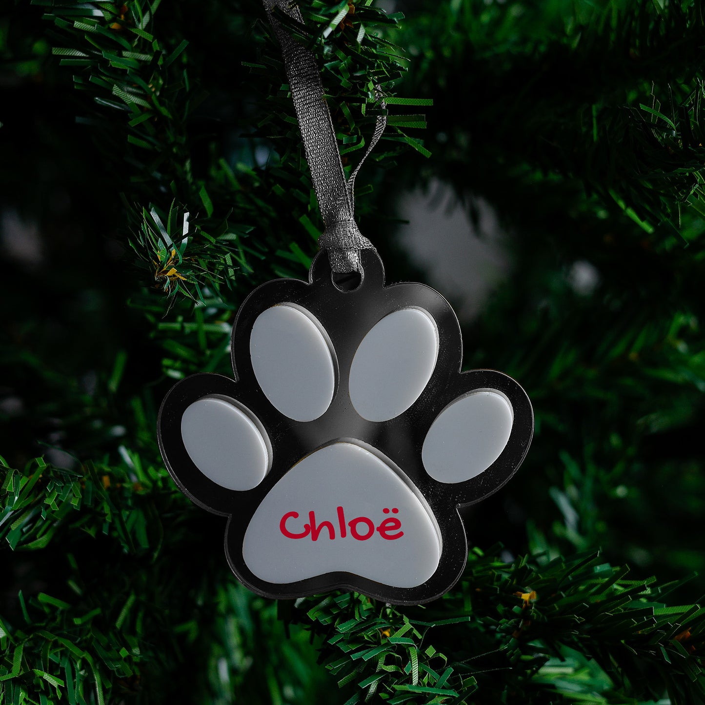 Acryl Kerstbal Zilver - Pootje