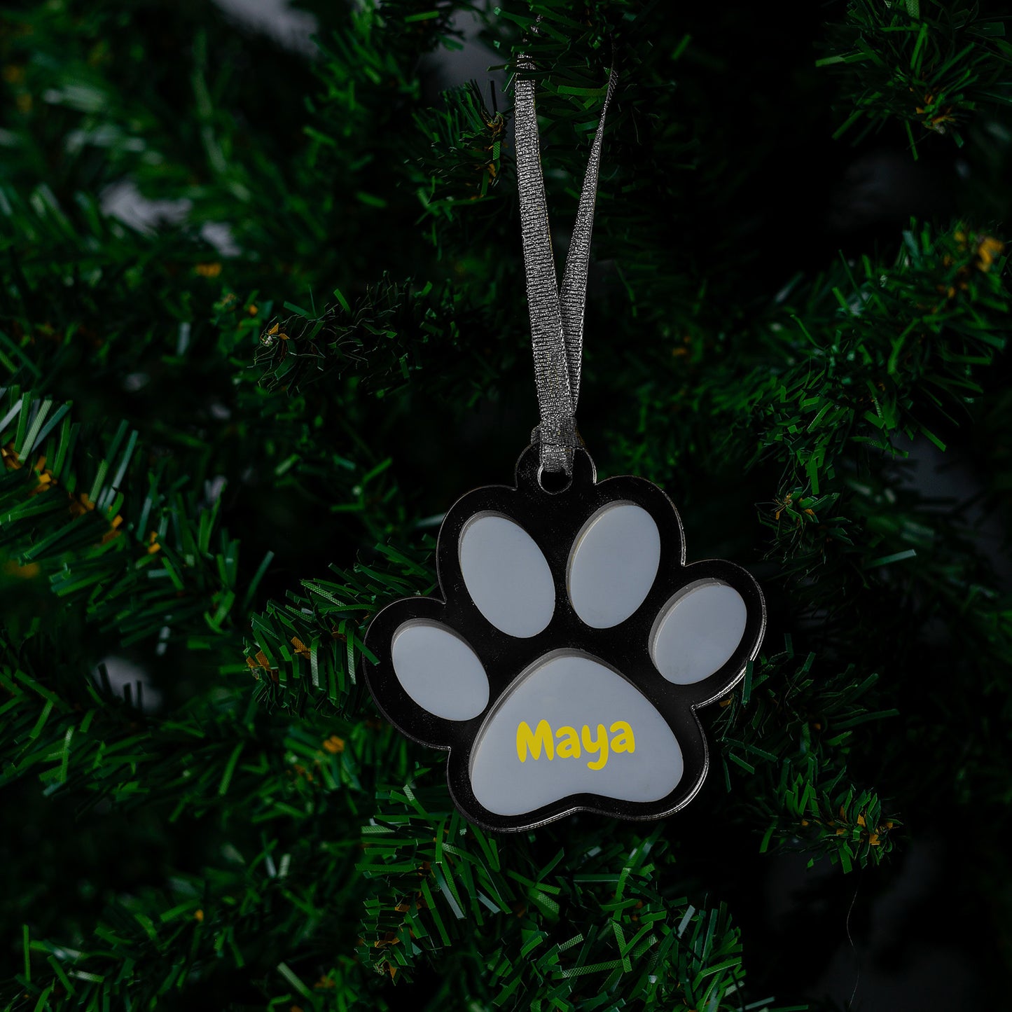 Acryl Kerstbal Zilver - Pootje