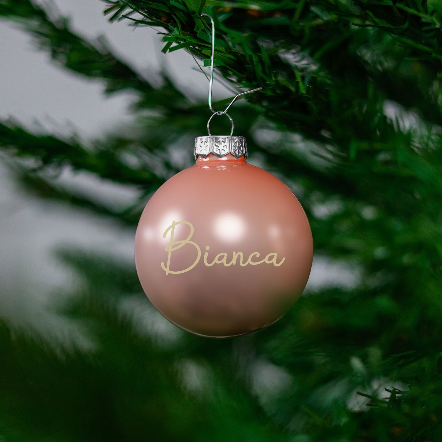 Kerstbal Roze Glans - Naam