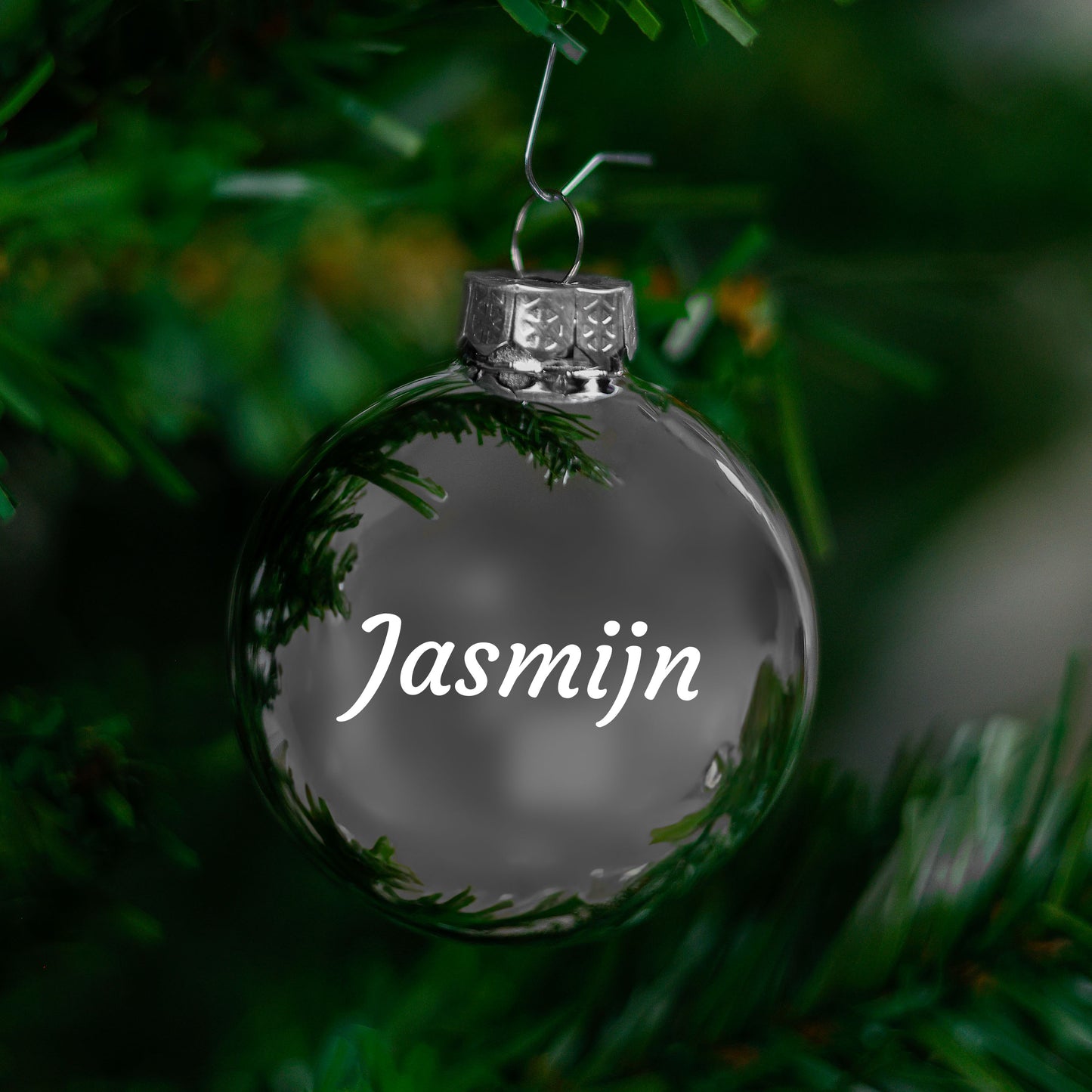 Kerstbal Zilver Glans - Naam