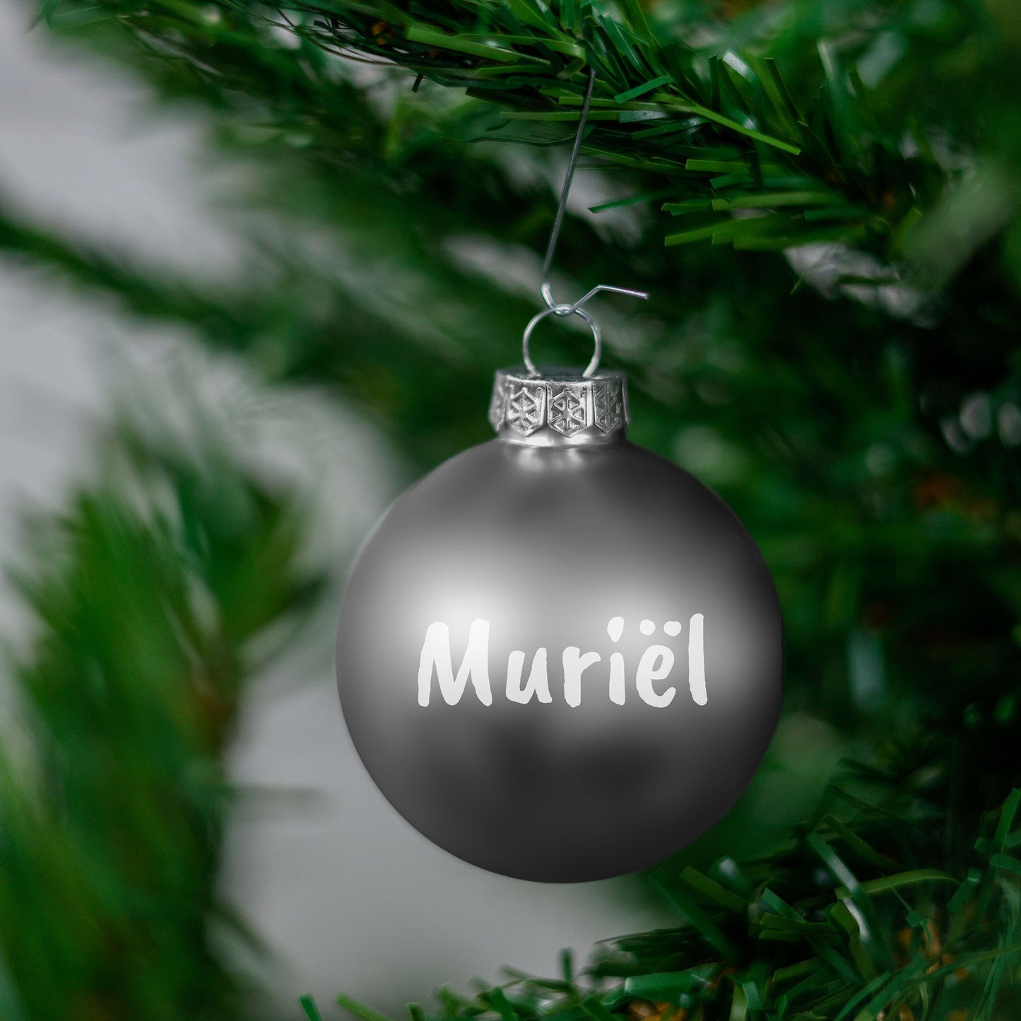 Kerstbal Zilver Mat - Naam