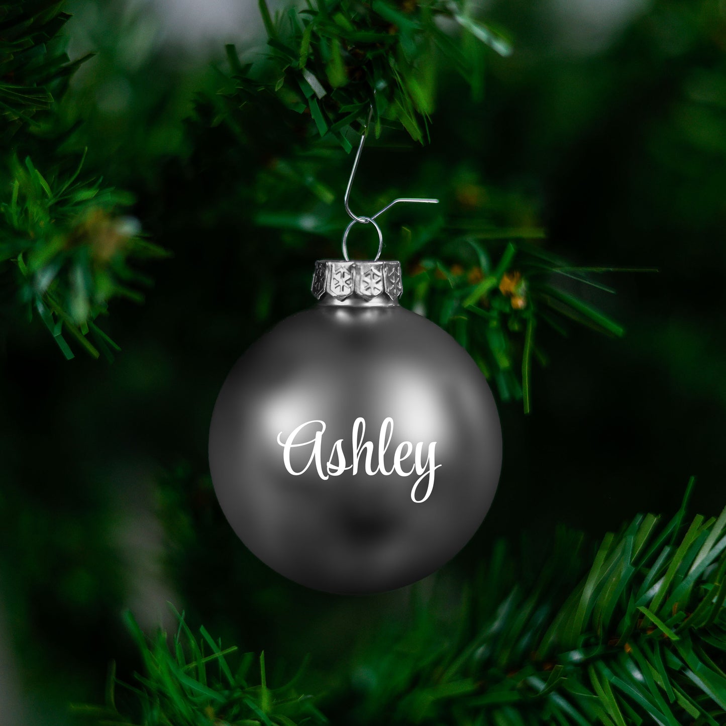 Kerstbal Zilver Mat - Naam