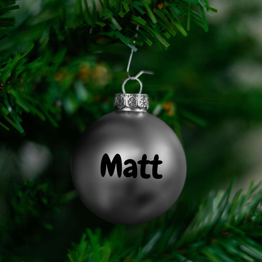 Kerstbal Zilver Mat - Naam
