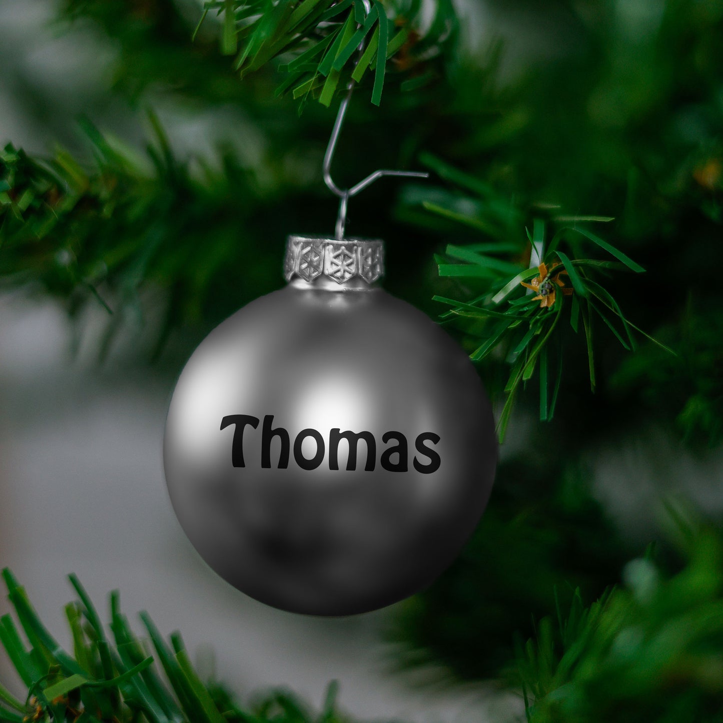 Kerstbal Zilver Mat - Naam