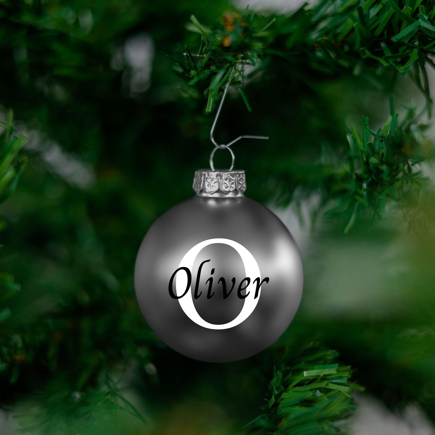 Kerstbal Zilver Mat - Naam + hoofdletter