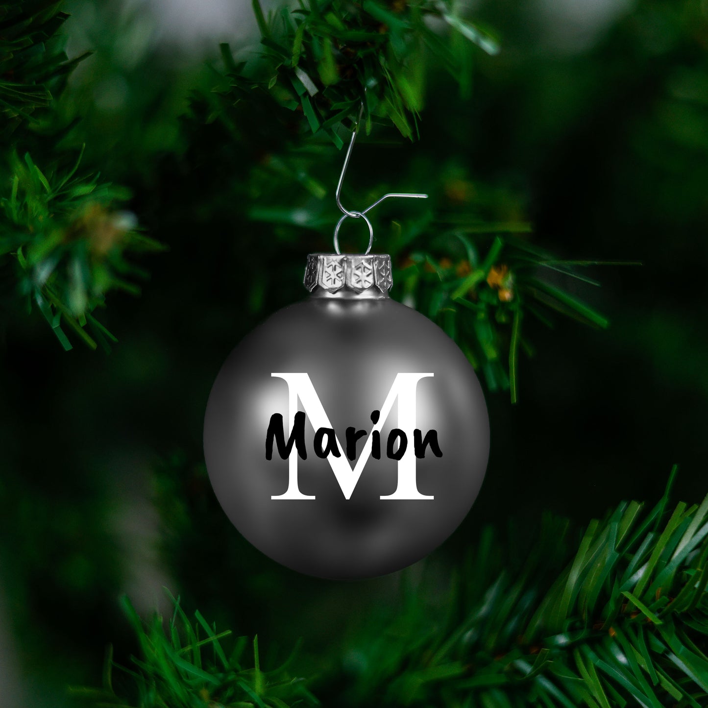 Kerstbal Zilver Mat - Naam + hoofdletter