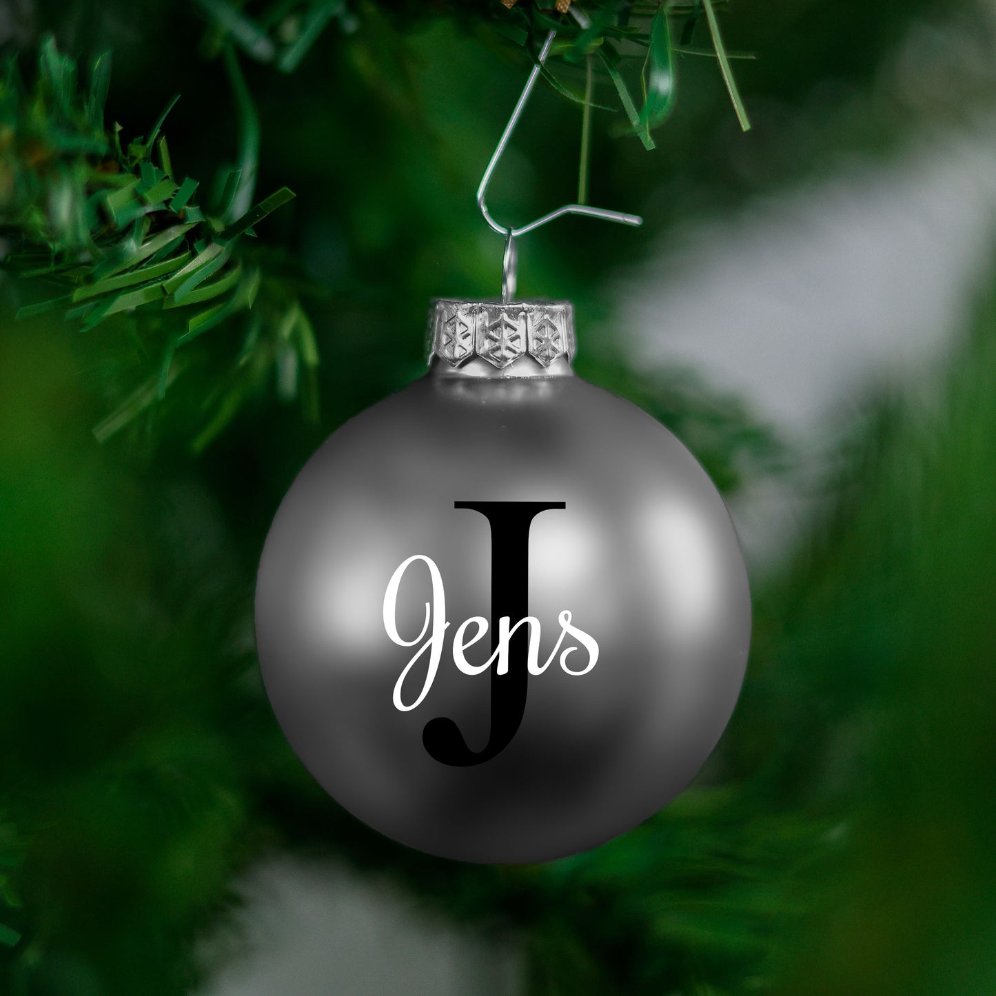 Kerstbal Zilver Mat - Naam + hoofdletter