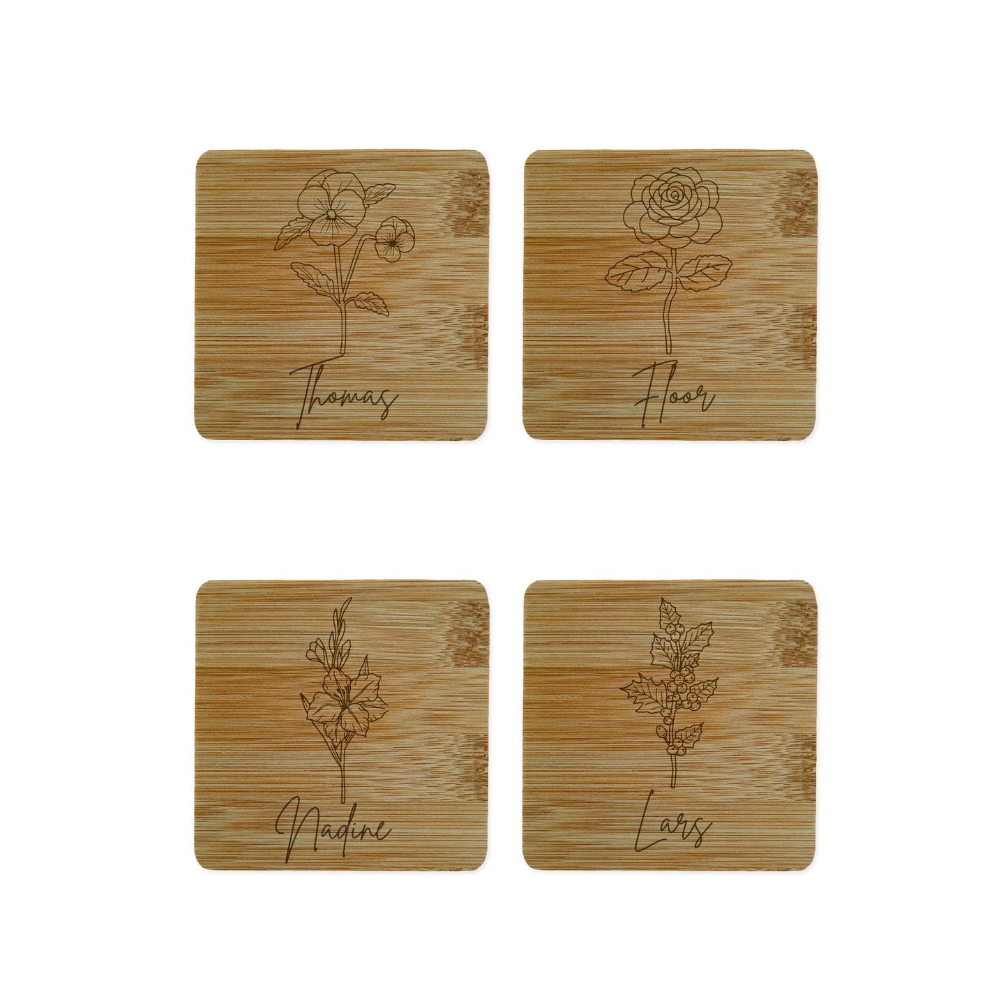 Bamboe onderzetters - Geboortebloem