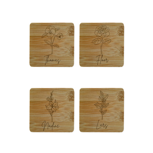 Bamboe onderzetters - Geboortebloem