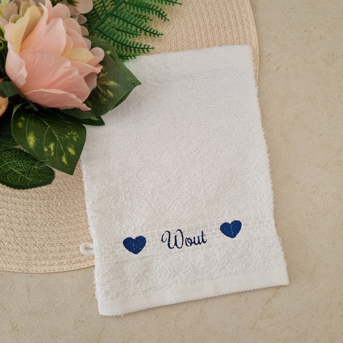 Set: Handdoek + Washandje met naam borduring
