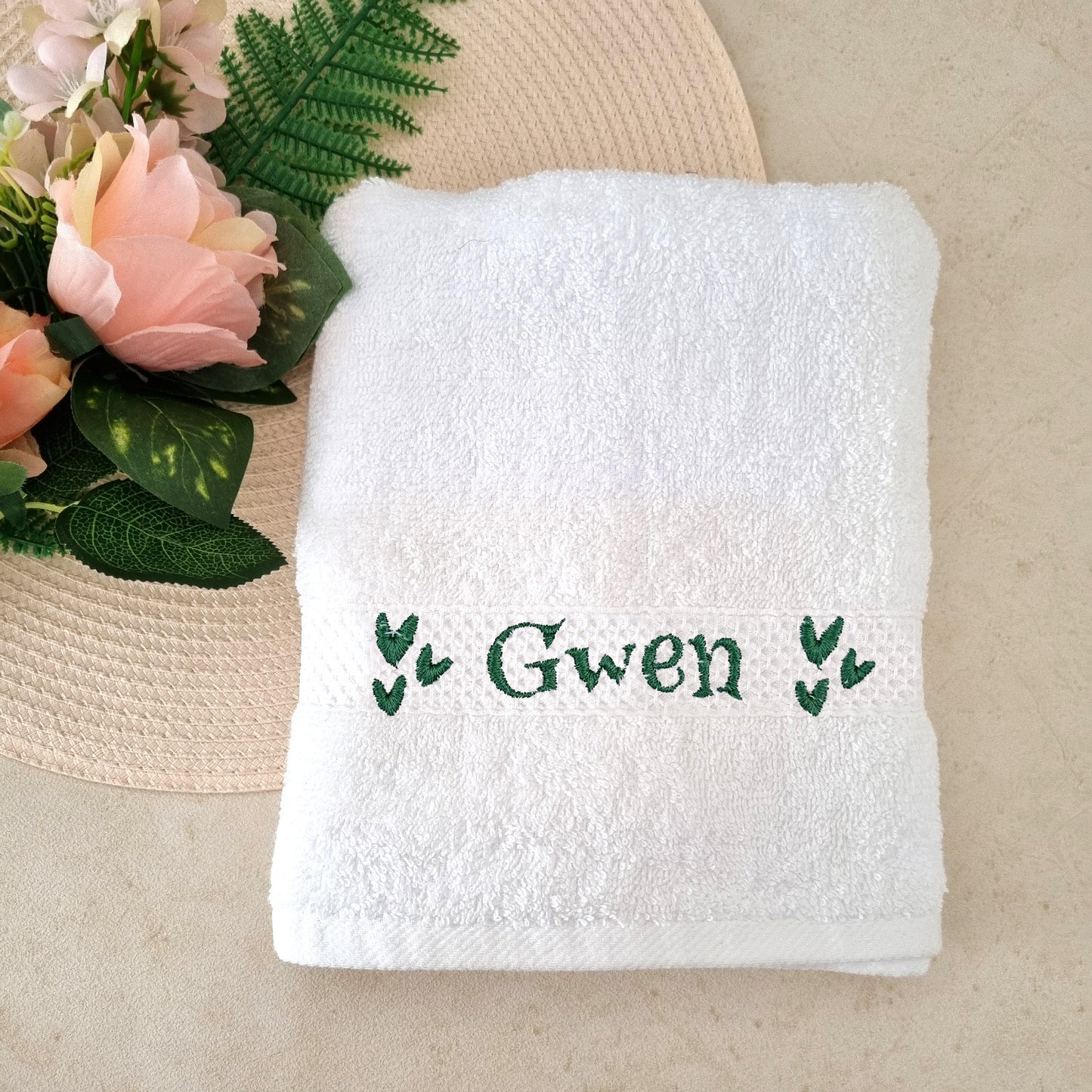 Set: Handdoek + Washandje met naam borduring