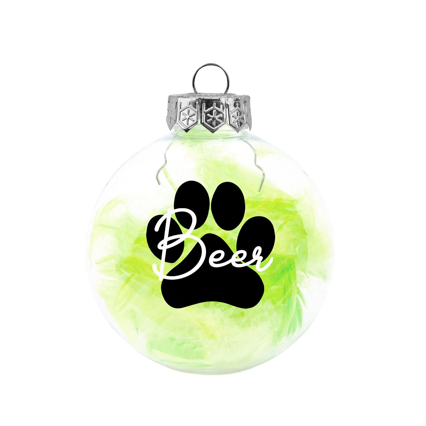 Kerstbal Groene Veertjes- Naam + Pootje