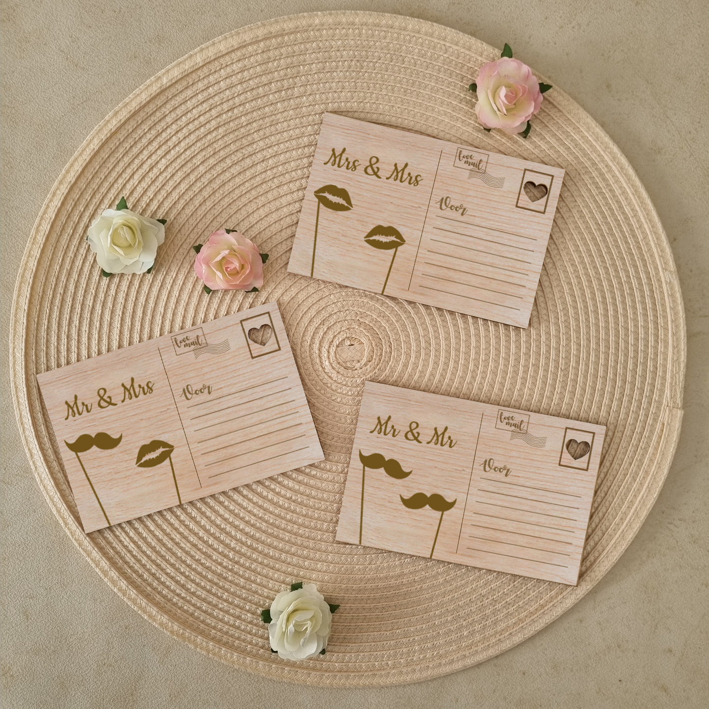 Houten kaart - Mr(s) & Mr(s)