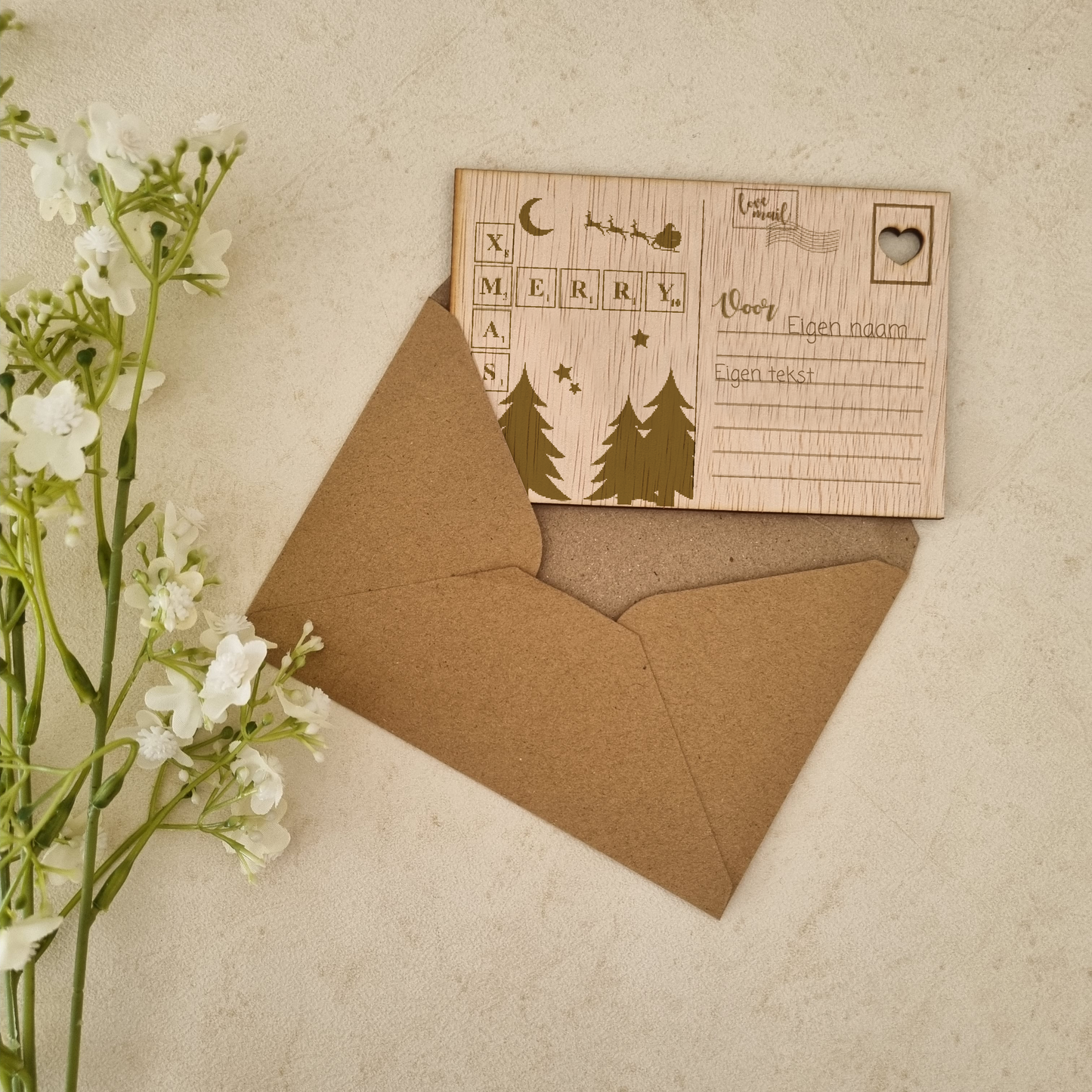 Houten kaart - Merry X-Mas