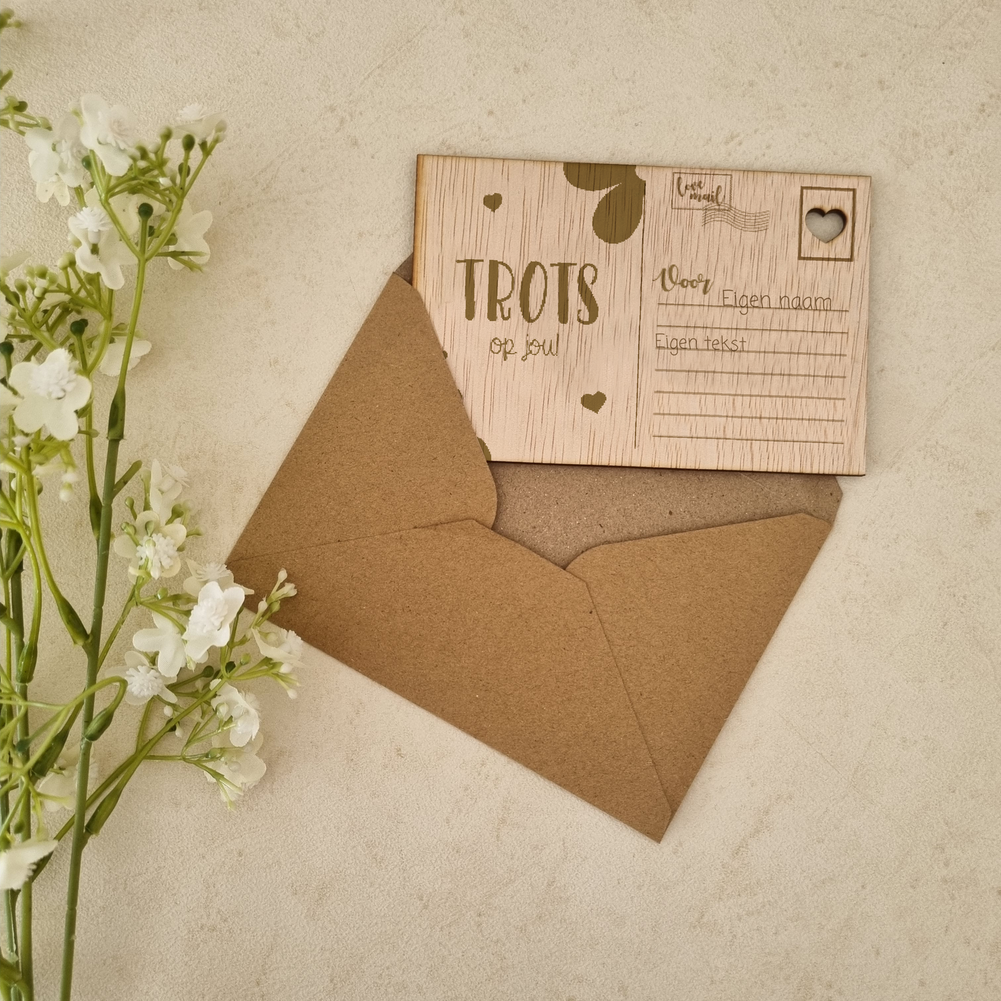 Houten kaart - Trots op jou