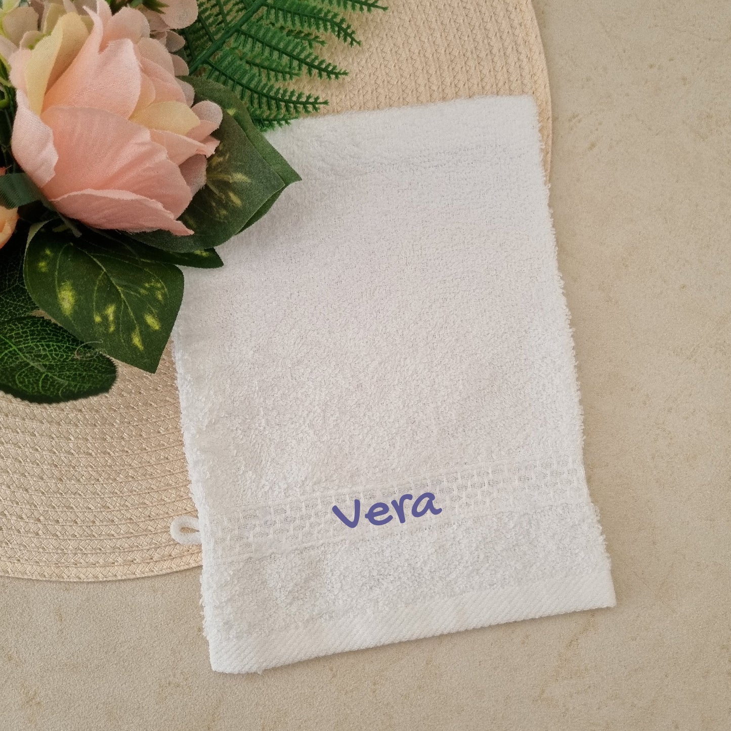 Washandje met naam bedrukt