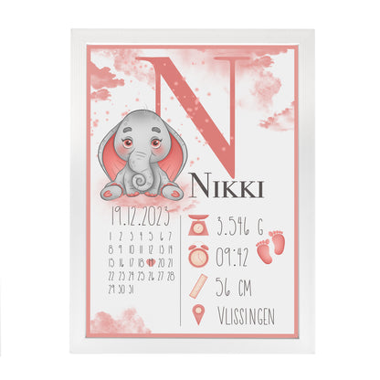 Geboorteposter - Olifant