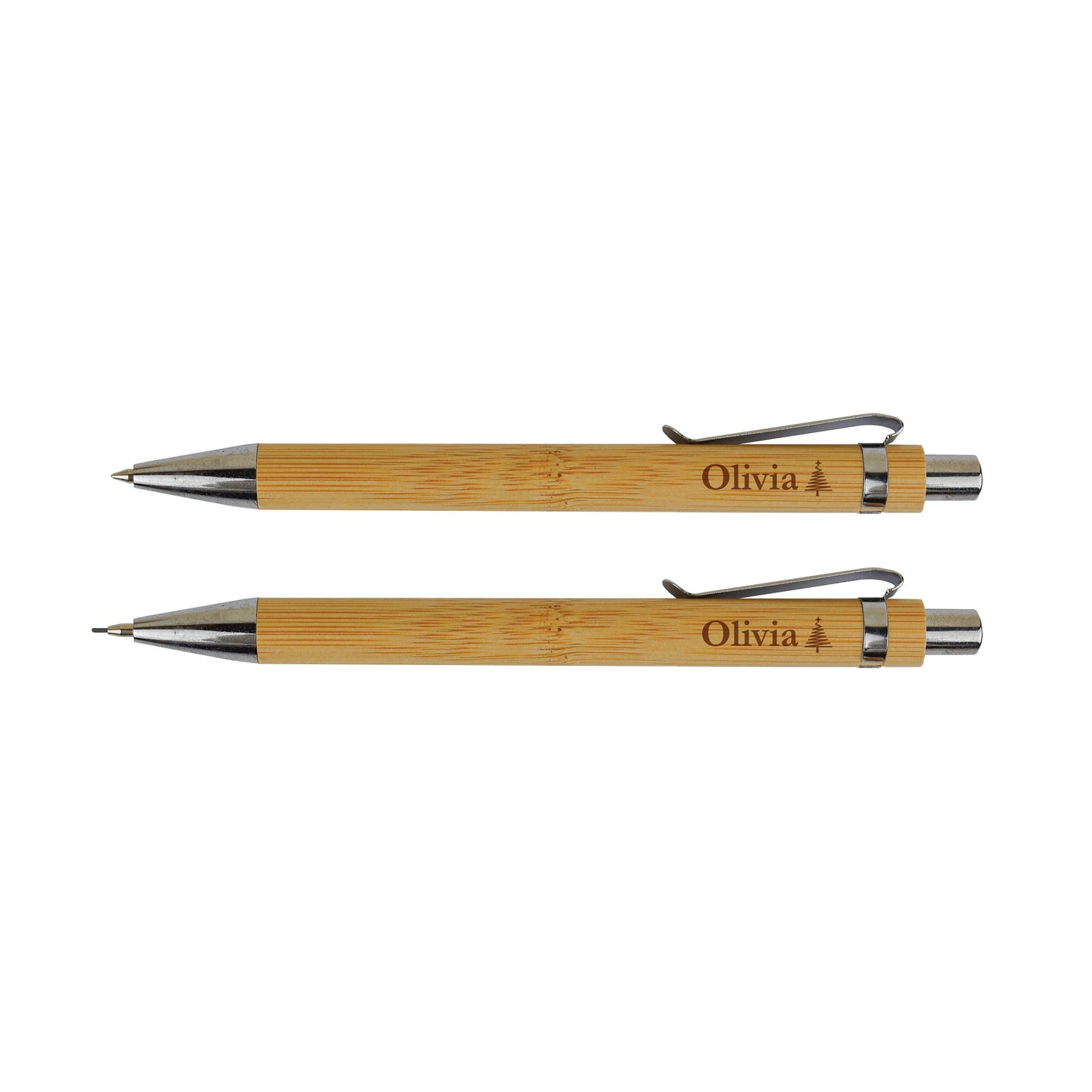 Bamboe Set: Pen + Potlood - Naam Kerst-Editie
