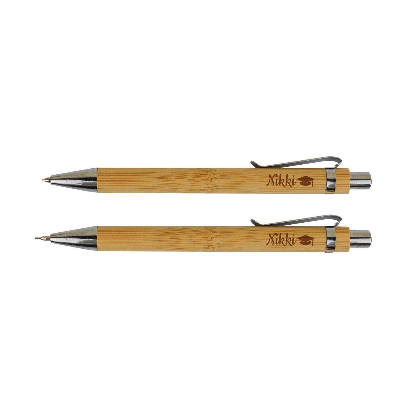 Bamboe Set: Pen + Potlood - Naam Geslaagd-Editie