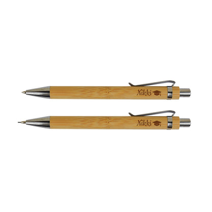 Bamboe Set: Pen + Potlood - Naam Geslaagd-Editie