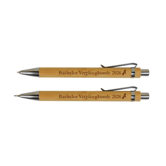 Bamboe Set: Pen + Potlood - Schoolnaam