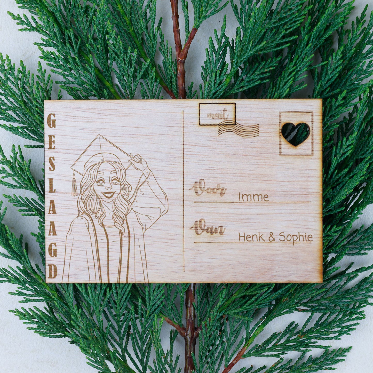 Houten kaart - Geslaagd